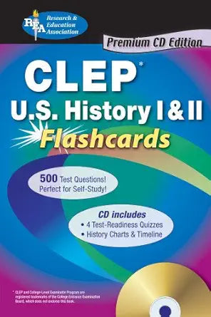 CLEP® U.S. History I & II Flashcards w/CD (CLEP Test Preparation) cover image