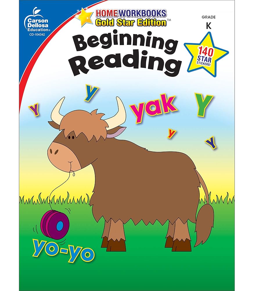 Carson Dellosa Beginning Reading Book, Kindergarten Workbook With Sight Words, Vocabulary, Phonics, and Sequencing Practice, Classroom or Homeschool Curriculum (Volume 3) (Home Workbooks) cover image